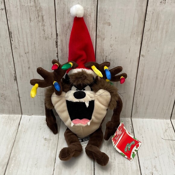 Warner Bros Studio Store Tasmanian Devil TAZ Christmas Holiday Bean Bag Plush - Picture 1 of 8